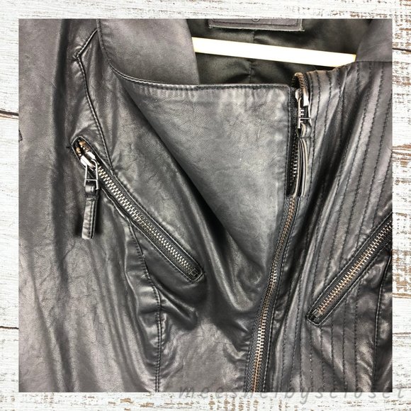 BLANK NYC Vegan Leather Black Moto Jacket Large - Picture 4 of 8